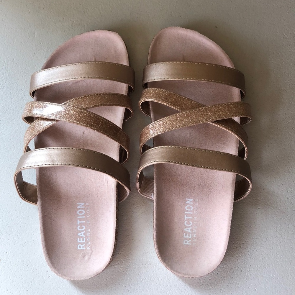 NEW Kenneth Cole Reaction Sandals Janet K - Rose Gold - Glitter GIRLS Sz 3 - Picture 5 of 8